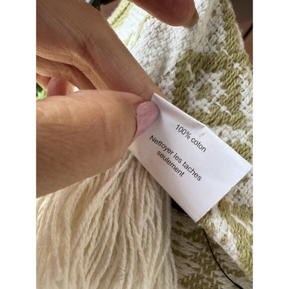 Magaschoni Home Throw Blanket 50" x 60" Fringed Cotton Sage Milk - Picture 6 of 6